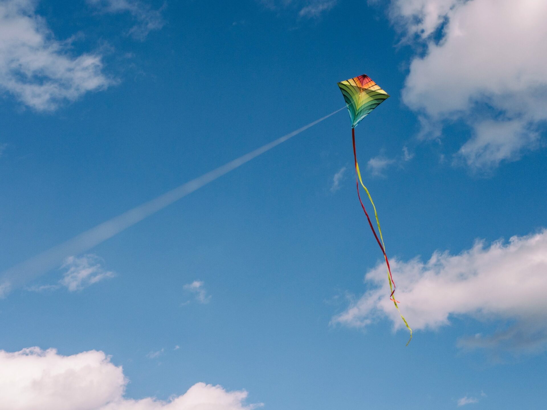 Cerf volant dans le ciel bleu